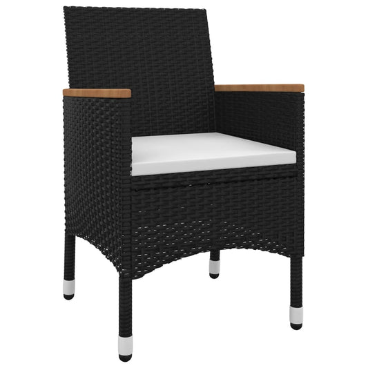 vidaXL Patio Dining Set 5 Piece Black and White/Gray 31.5"/55.1" Table Length